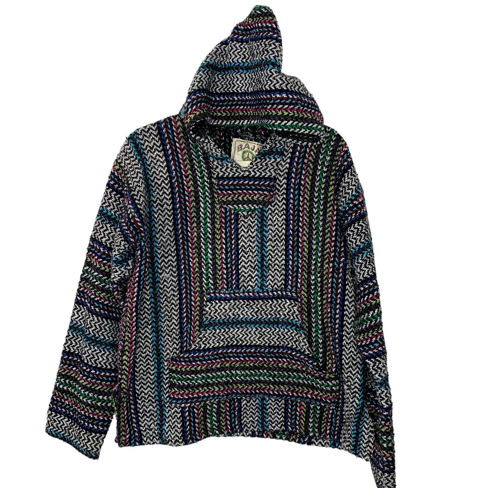 Baja Joe Multicolor Mexican Hoodie Unisex Men's Small Boho Grunge